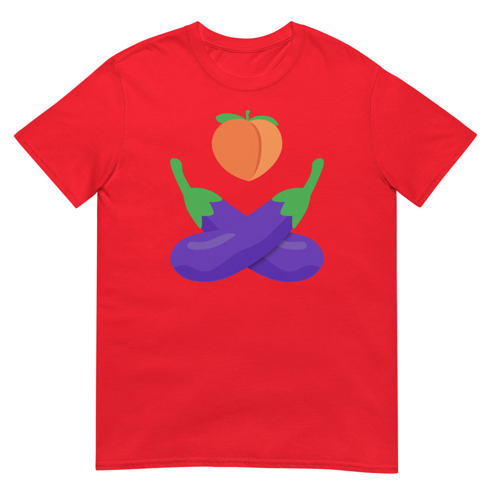Debut garment mockup | Eat Your Vegetables (Daily Dozen) | Red