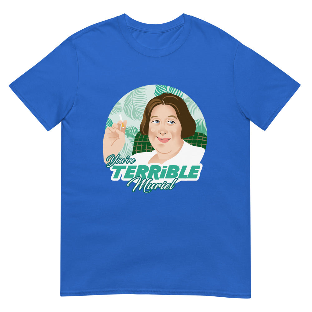 Debut garment mockup | You're Terrible Muriel (Daily Dozen) | Royal