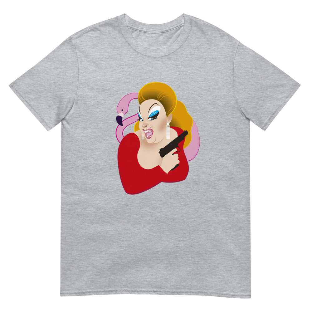 Debut garment mockup | Pink Bird (Daily Dozen) | Sport Grey