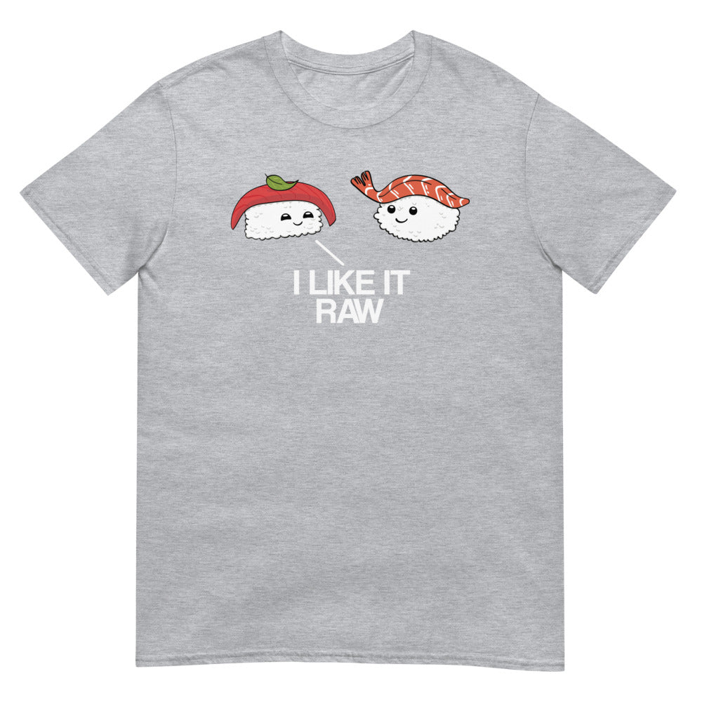 Debut garment mockup | I Like it Raw (Daily Dozen) | Sport Grey
