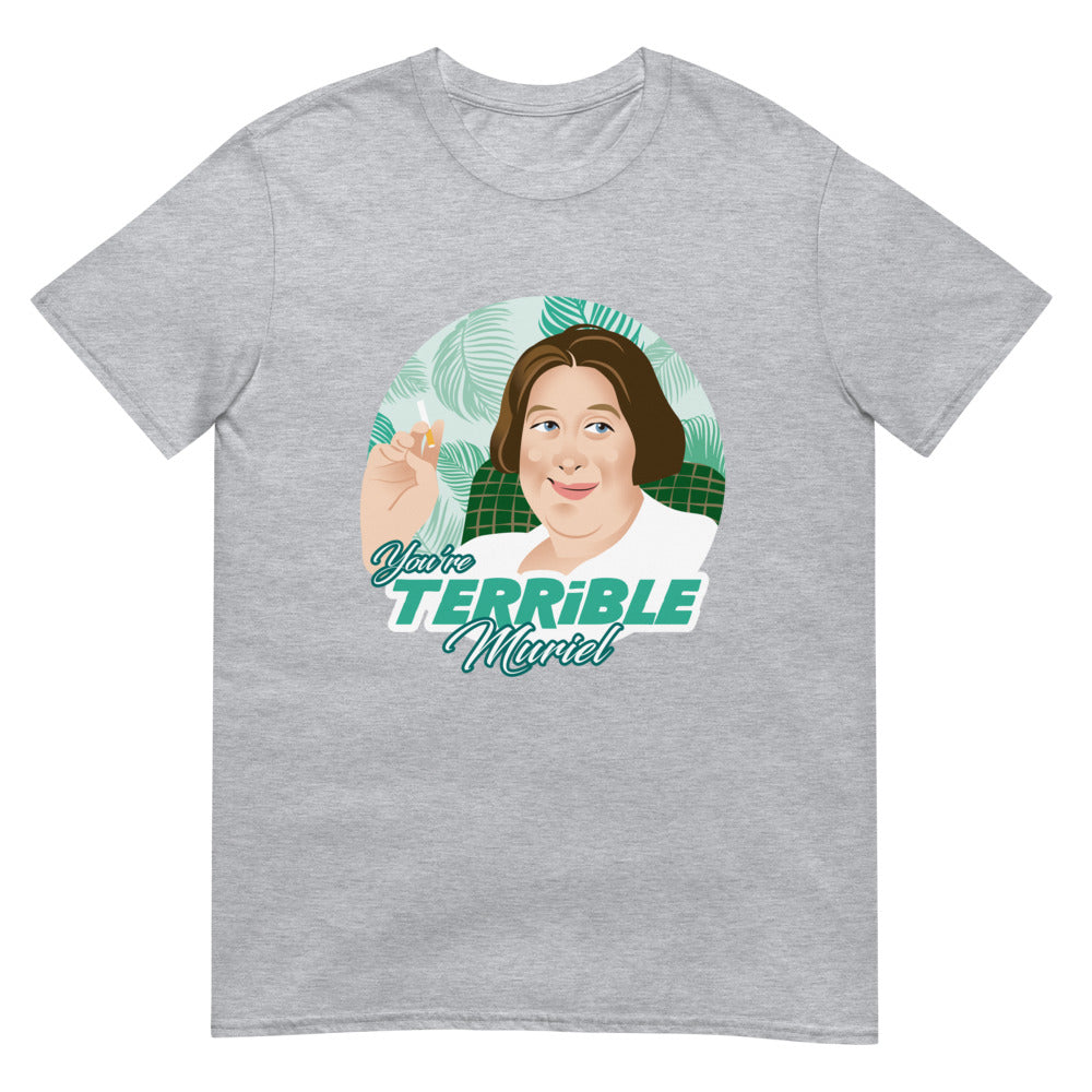 Debut garment mockup | You're Terrible Muriel (Daily Dozen) | Sport Grey