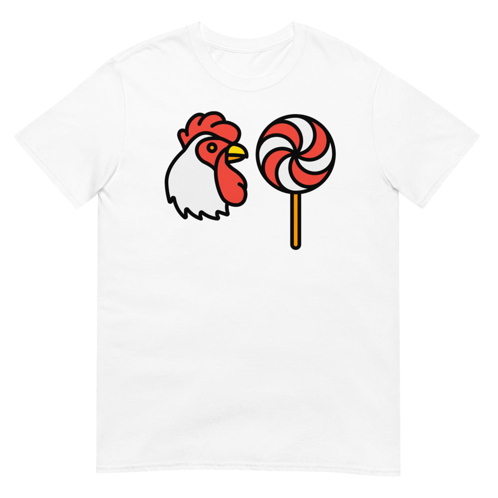 Debut garment mockup | Why did the Chicken (Daily Dozen) | White