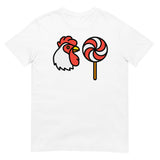 Debut garment mockup | Why did the Chicken (Daily Dozen) | White