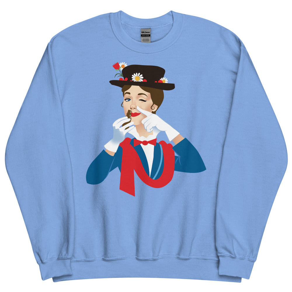 Debut garment mockup | Mary Poppers (Sweater) | Carolina Blue