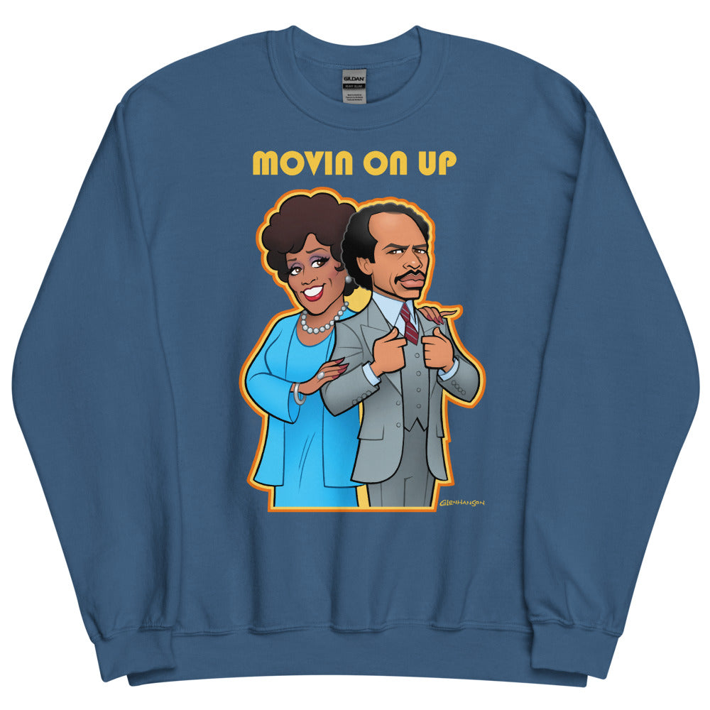 Debut garment mockup | Movin on Up (Sweater) | Indigo Blue