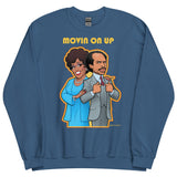 Debut garment mockup | Movin on Up (Sweater) | Indigo Blue