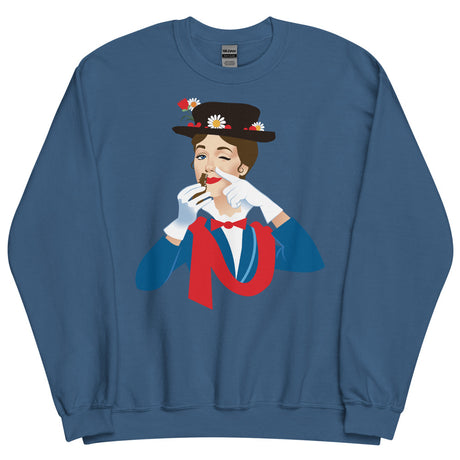 Debut garment mockup | Mary Poppers (Sweater) | Indigo Blue