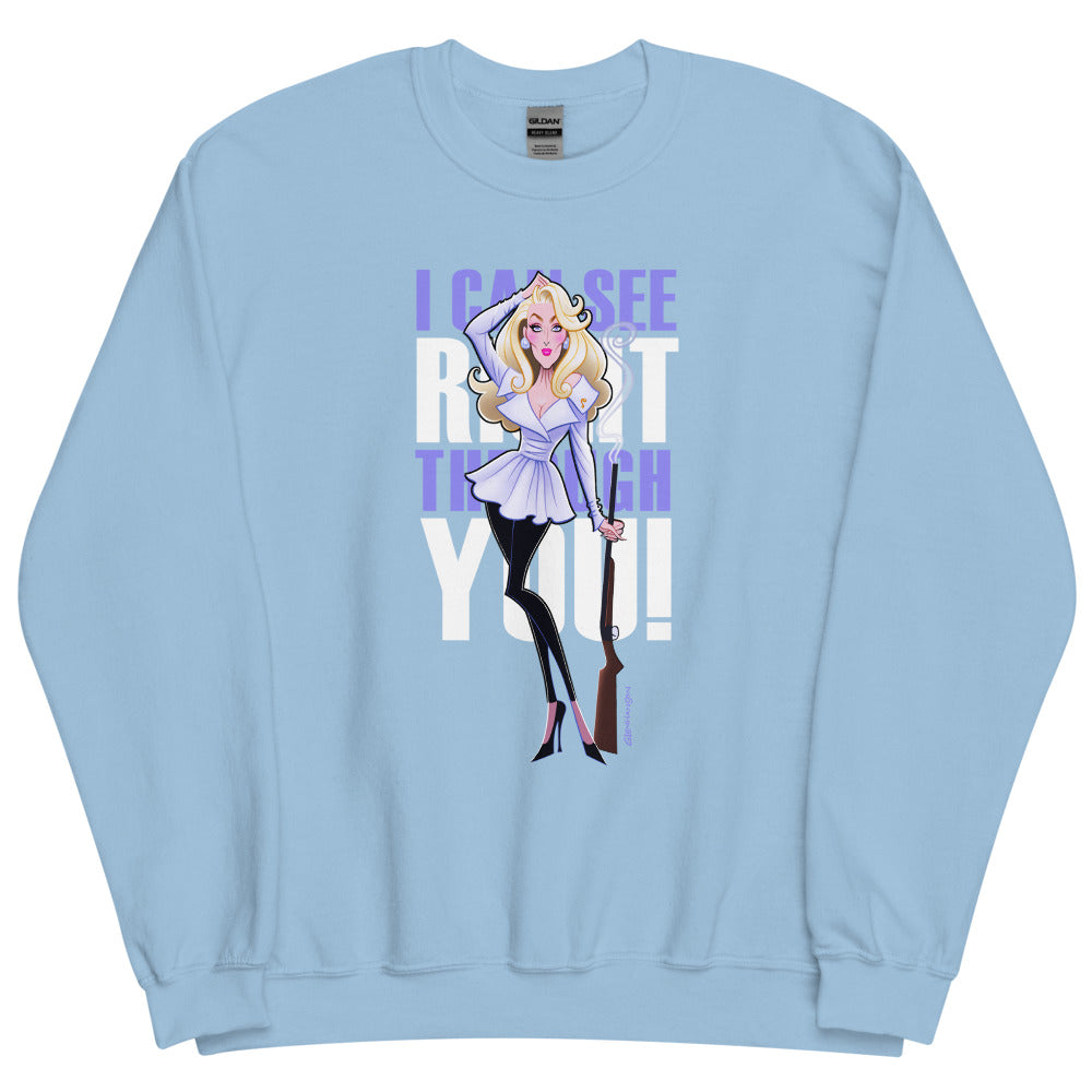 Debut garment mockup | Right Through You (Sweater) | Light Blue