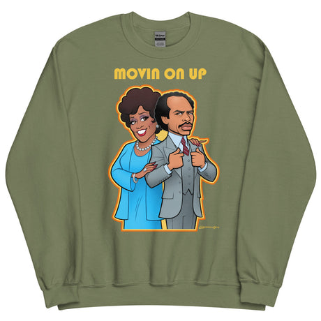 Debut garment mockup | Movin on Up (Sweater) | Military Green