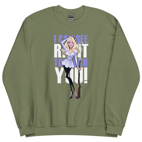Debut garment mockup | Right Through You (Sweater) | Military Green