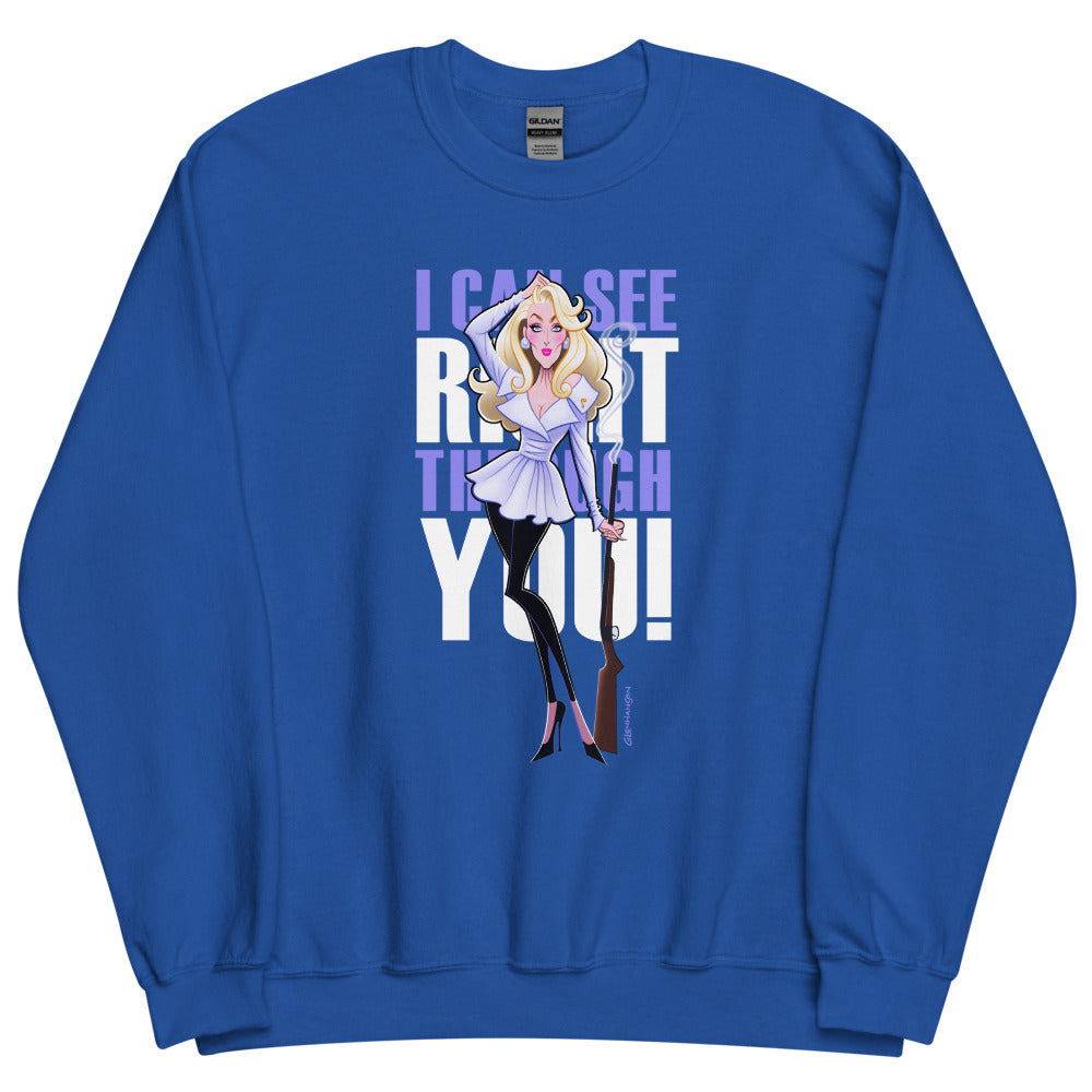 Debut garment mockup | Right Through You (Sweater) | Royal