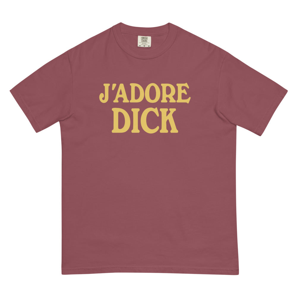 Debut garment mockup | J'Adore Dick (Boxy Tee) | Brick