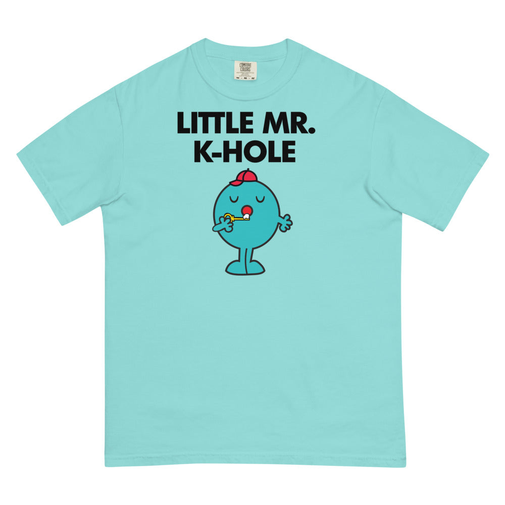 Debut garment mockup | Little Mr. K-Hole (Boxy Tee) | Lagoon Blue