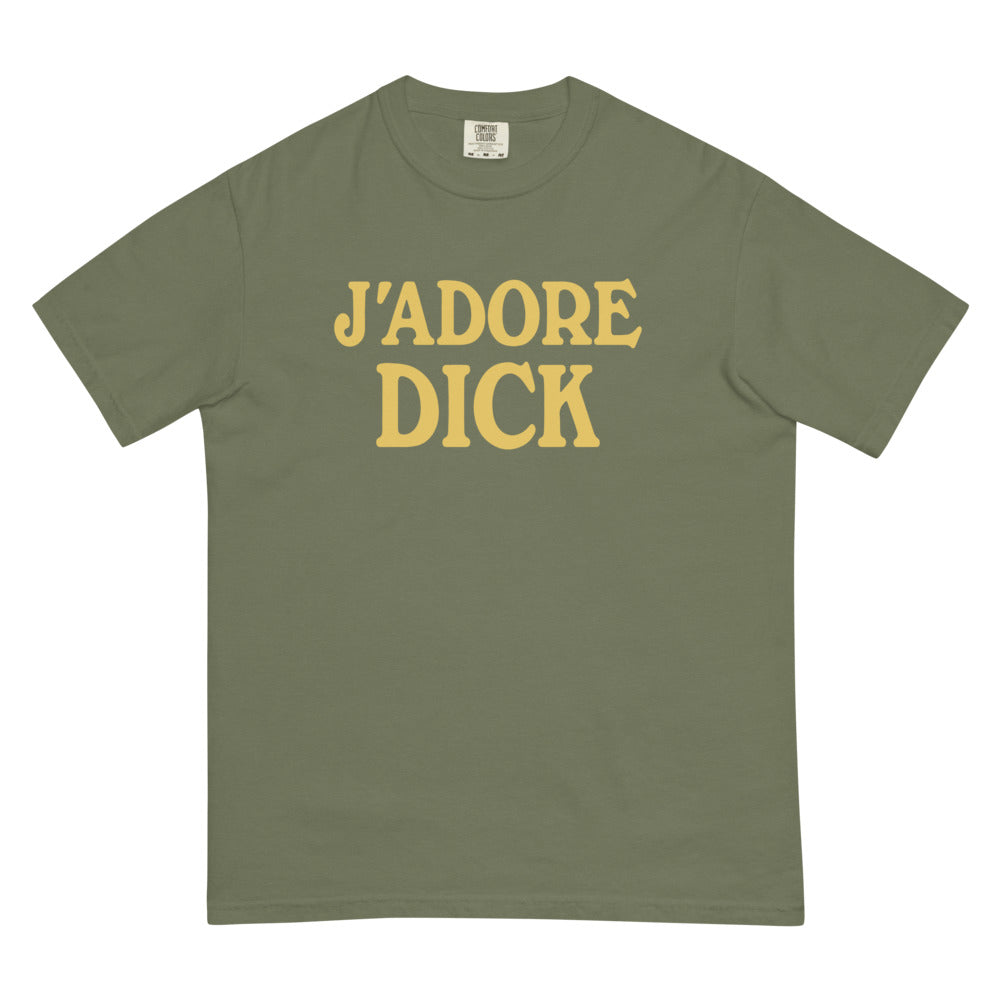 Debut garment mockup | J'Adore Dick (Boxy Tee) | Moss
