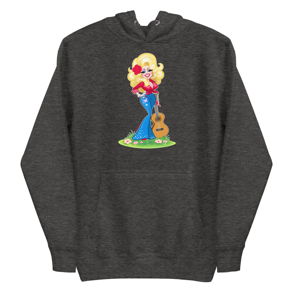 Debut garment mockup | Smoky Mountain Glam (Hoodie) | Charcoal Heather