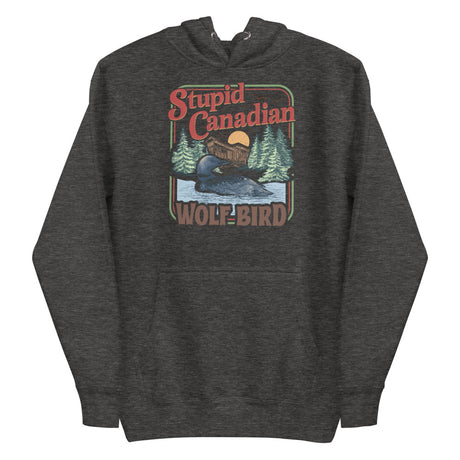 Debut garment mockup | Wolf Bird (Hoodie) | Charcoal Heather
