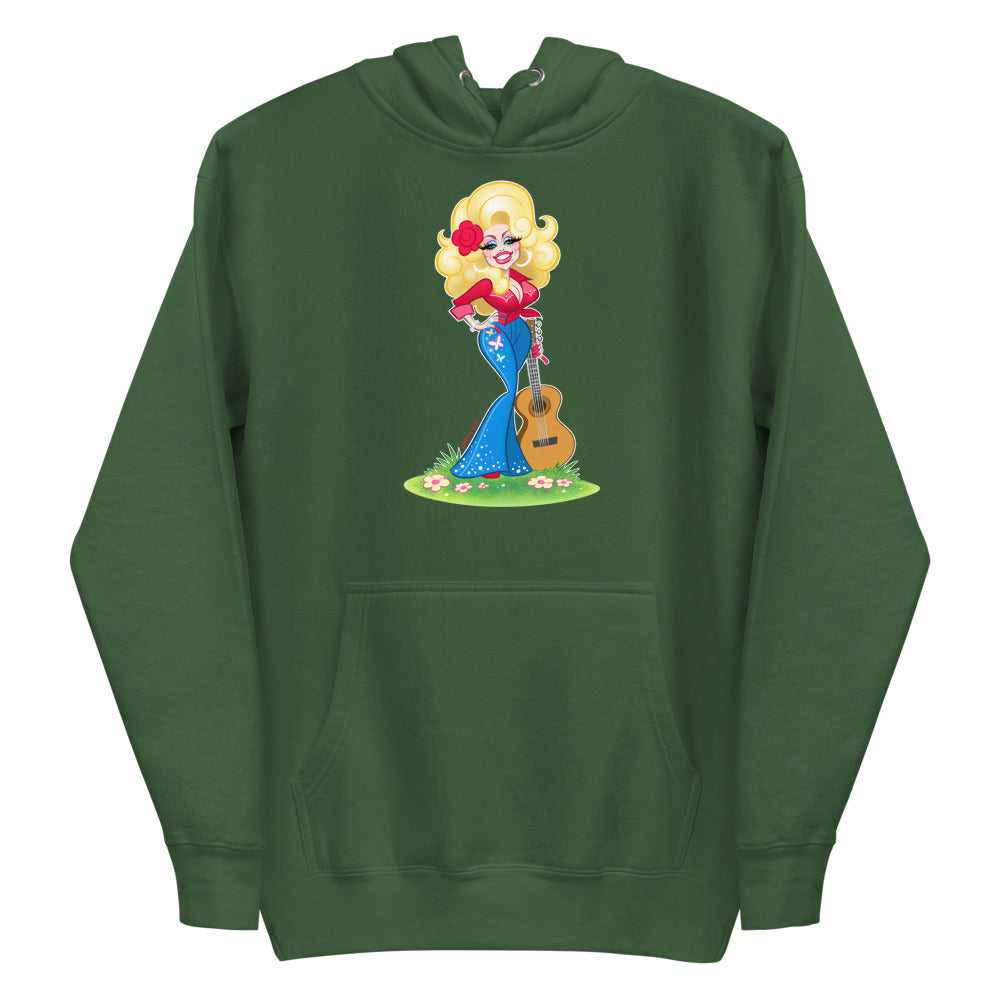 Debut garment mockup | Smoky Mountain Glam (Hoodie) | Forest Green