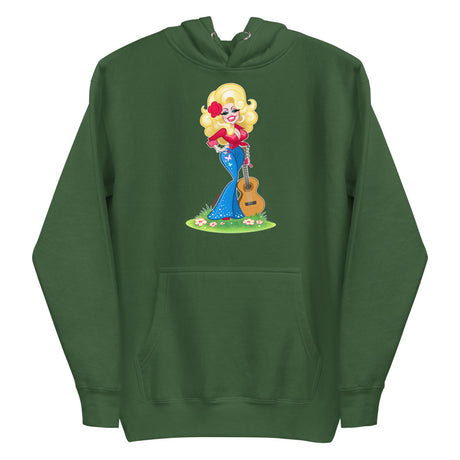 Debut garment mockup | Smoky Mountain Glam (Hoodie) | Forest Green