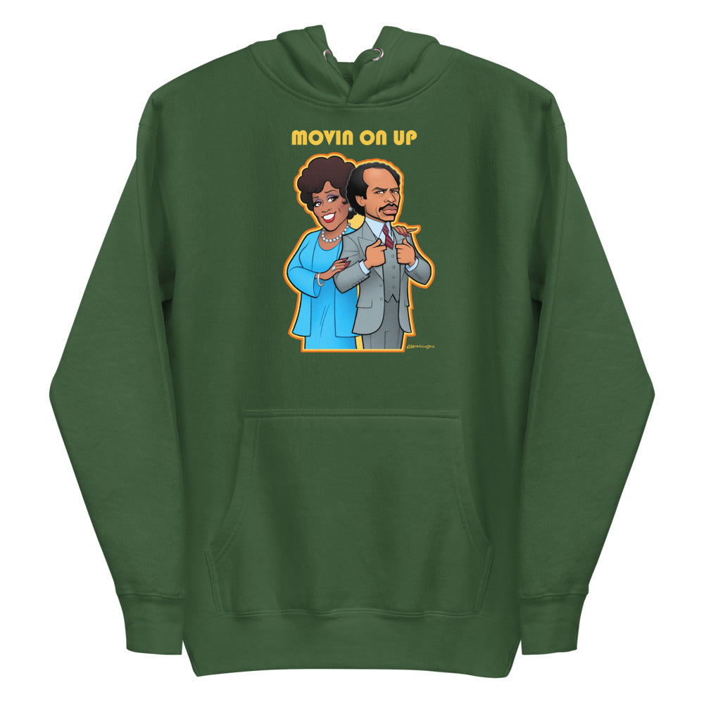 Debut garment mockup | Movin on Up (Hoodie) | Forest Green