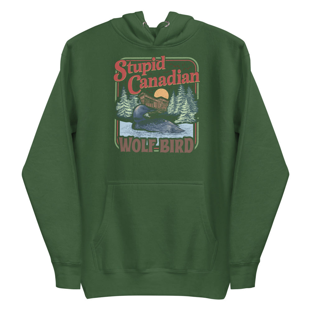 Debut garment mockup | Wolf Bird (Hoodie) | Forest Green