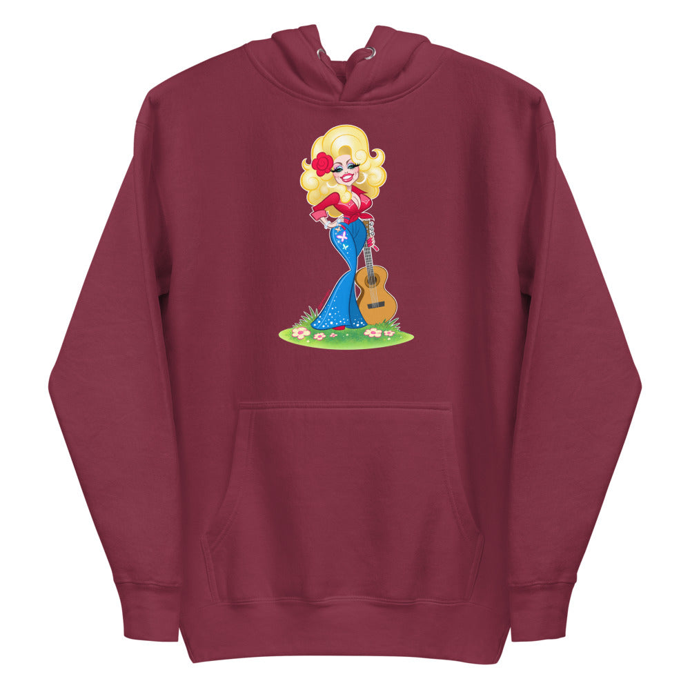 Debut garment mockup | Smoky Mountain Glam (Hoodie) | Maroon