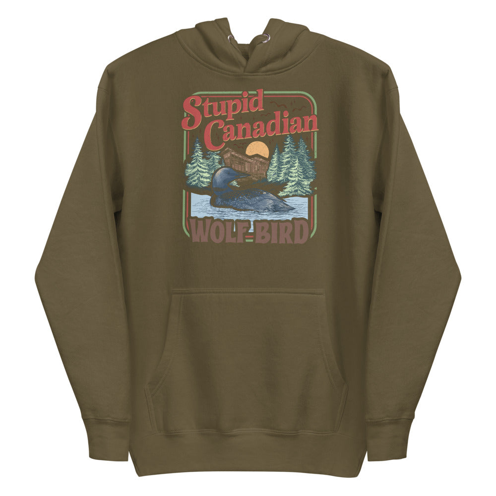 Debut garment mockup | Wolf Bird (Hoodie) | Military Green
