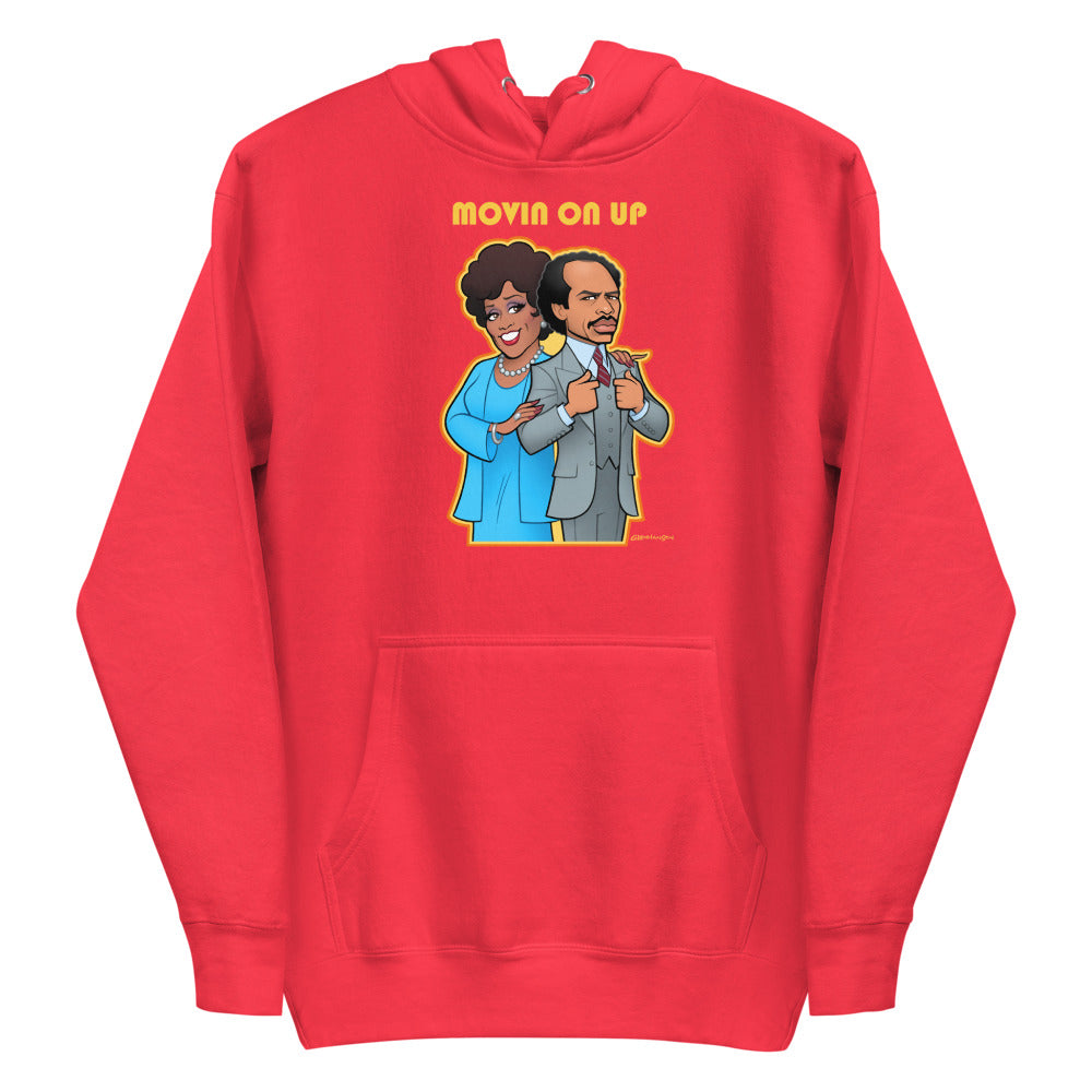 Debut garment mockup | Movin on Up (Hoodie) | Team Red