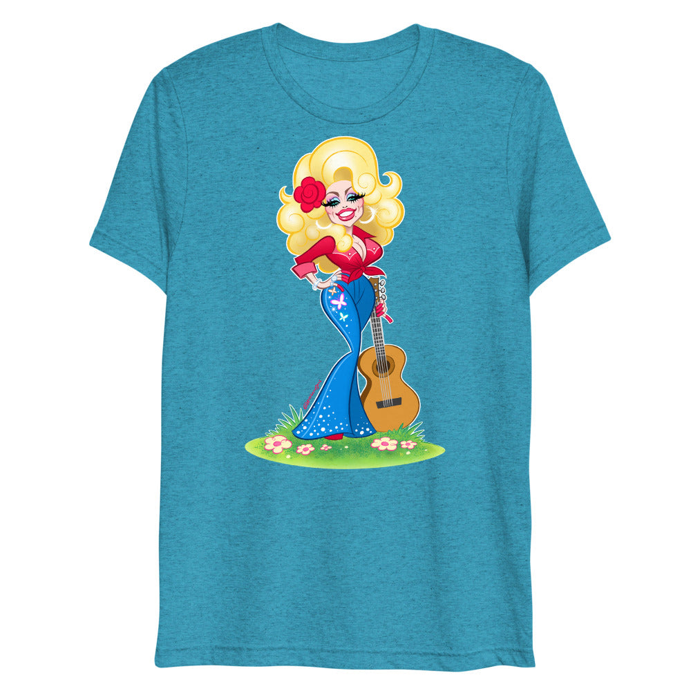 Debut garment mockup | Smoky Mountain Glam (Triblend) | Aqua Triblend