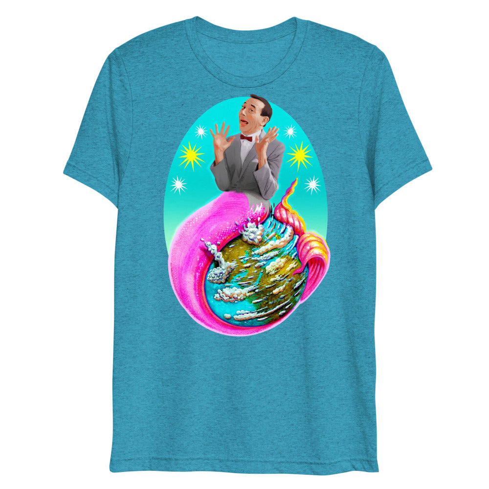 Debut garment mockup | Sea Wee Merman (Triblend) | Aqua Triblend