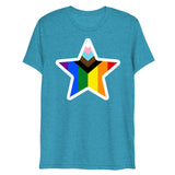 Debut garment mockup | Stars and Progress (Triblend) | Aqua Triblend