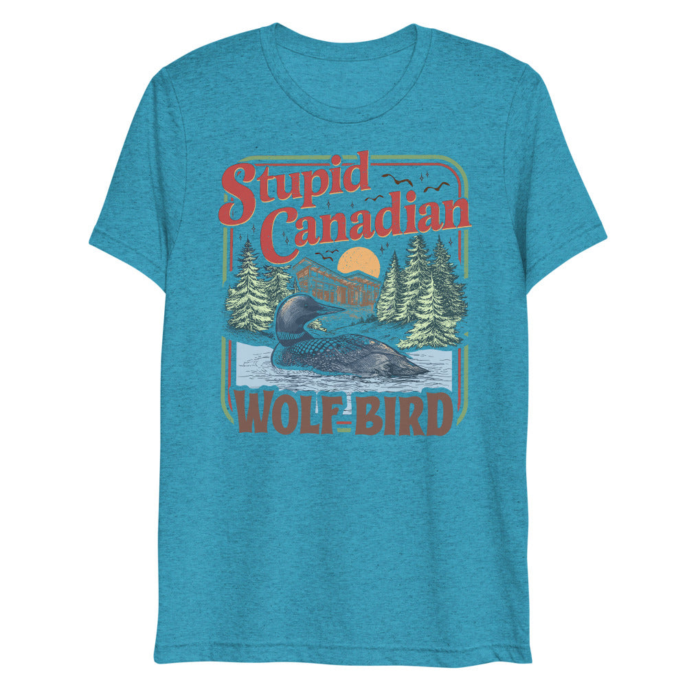 Debut garment mockup | Wolf Bird (Triblend) | Aqua Triblend