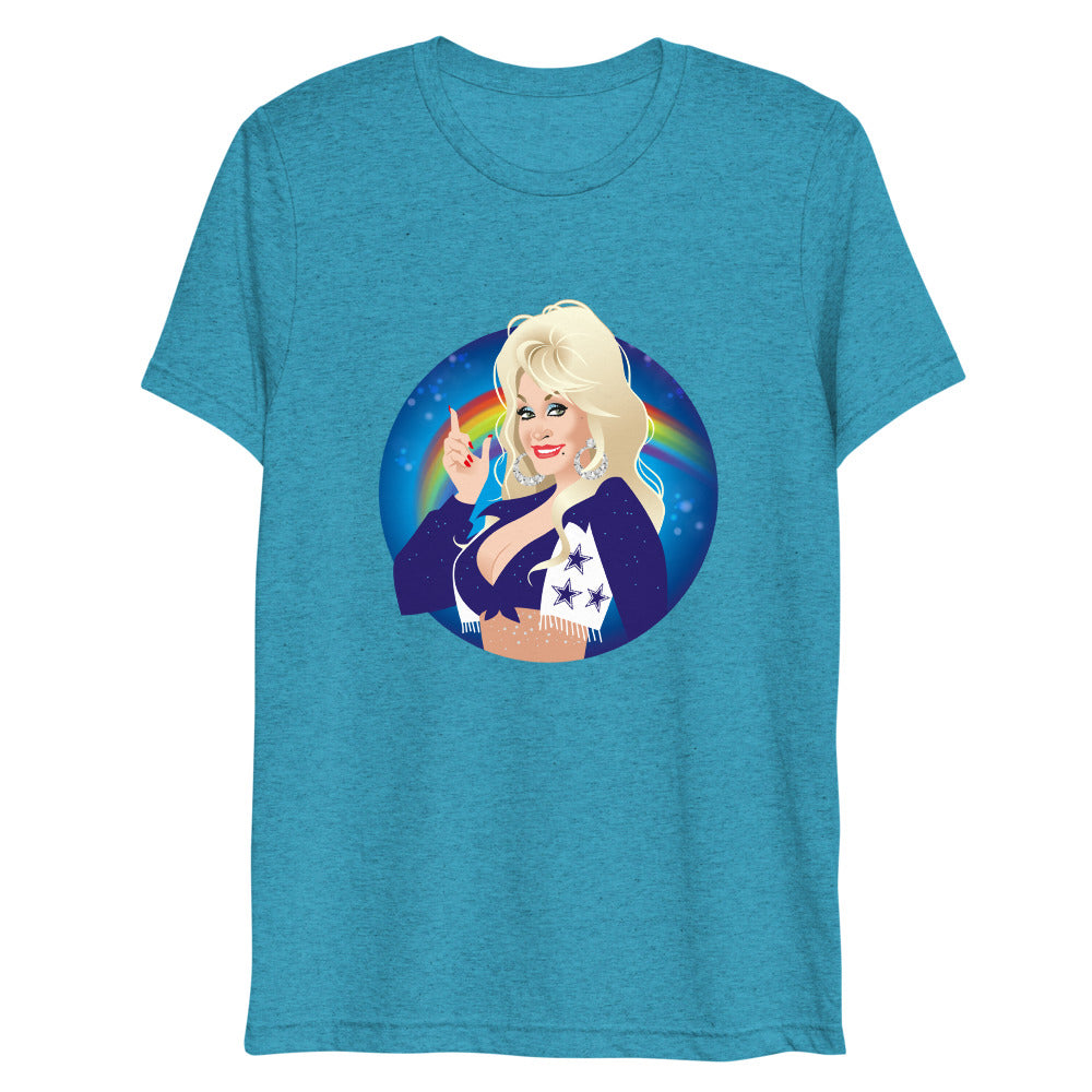 Debut garment mockup | Here Comes the Rainbow (Triblend) | Aqua Triblend