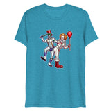 Debut garment mockup | Clowns to the Left, Jokers to the Right (Triblend) | Aqua Triblend