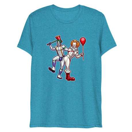 Debut garment mockup | Clowns to the Left, Jokers to the Right (Triblend) | Aqua Triblend