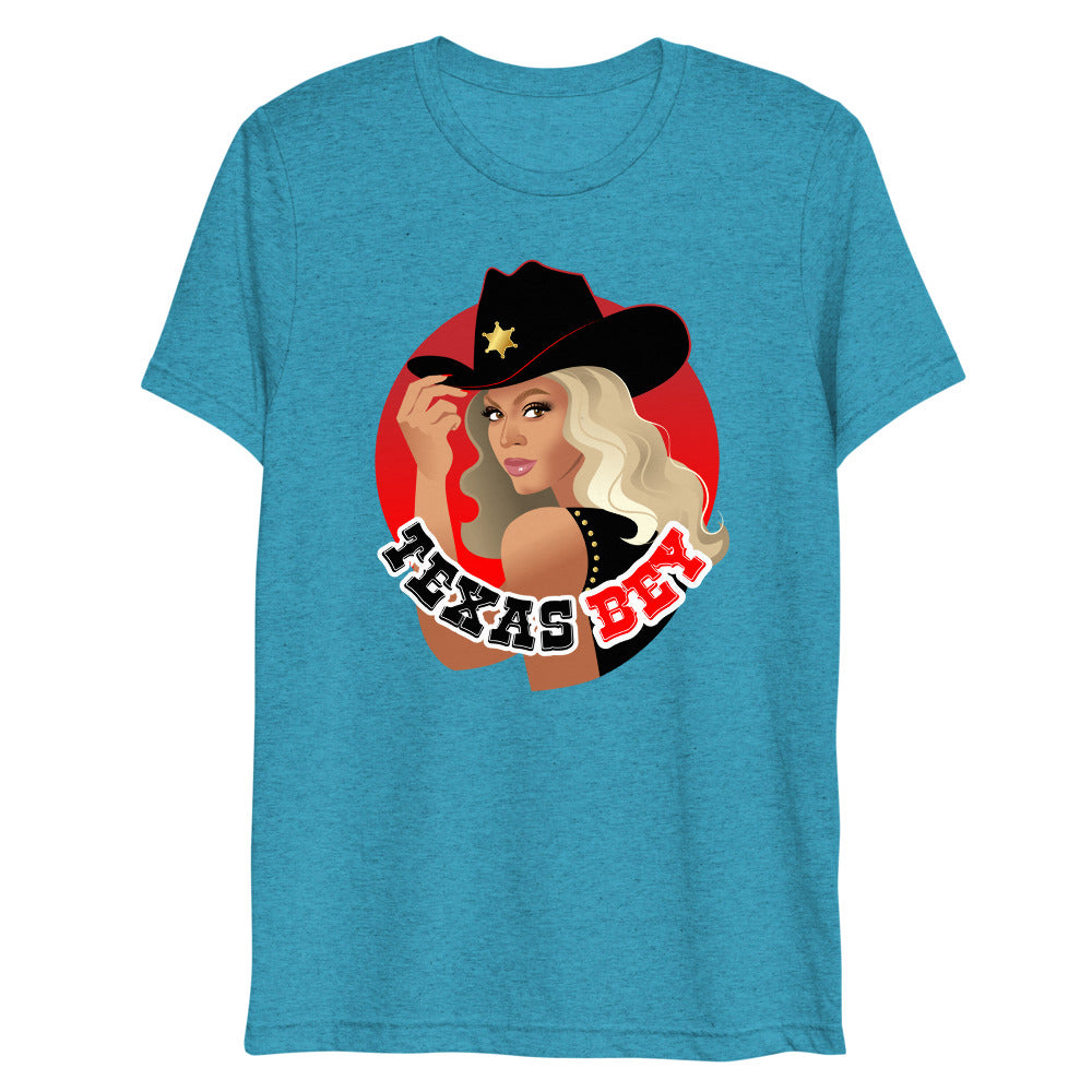Debut garment mockup | Texas (Triblend) | Aqua Triblend