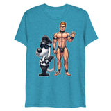 Debut garment mockup | Wag the Pup (Triblend) | Aqua Triblend