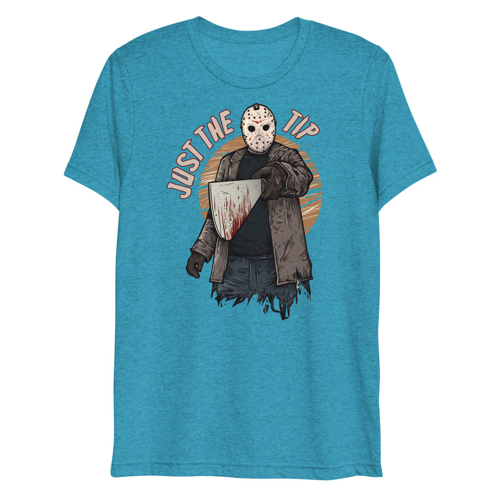Debut garment mockup | Just the Tip of Horror (Triblend) | Aqua Triblend