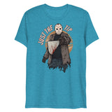 Debut garment mockup | Just the Tip of Horror (Triblend) | Aqua Triblend