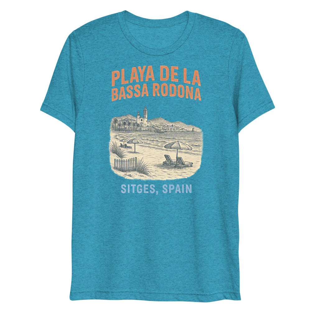 Debut garment mockup | Playa de la Bassa Rodone (Triblend) | Aqua Triblend