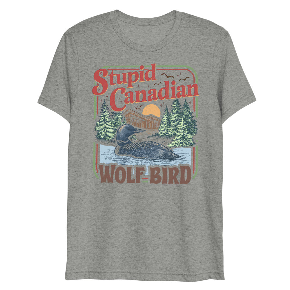 Debut garment mockup | Wolf Bird (Triblend) | Athletic Grey Triblend