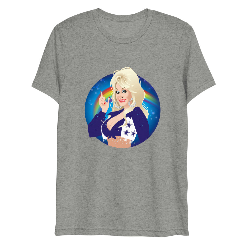 Debut garment mockup | Here Comes the Rainbow (Triblend) | Athletic Grey Triblend