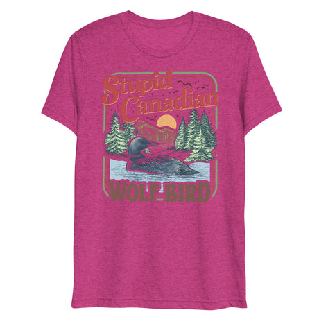 Debut garment mockup | Wolf Bird (Triblend) | Berry Triblend