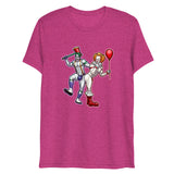 Debut garment mockup | Clowns to the Left, Jokers to the Right (Triblend) | Berry Triblend
