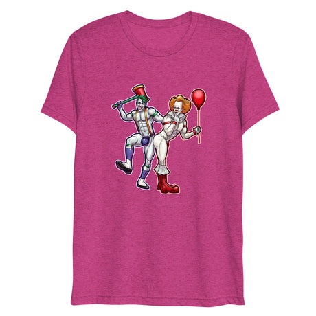 Debut garment mockup | Clowns to the Left, Jokers to the Right (Triblend) | Berry Triblend
