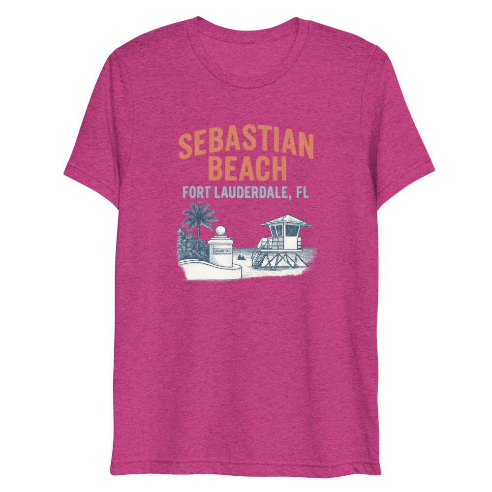 Debut garment mockup | Sebastian Beach (Triblend) | Berry Triblend