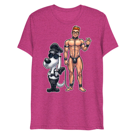 Debut garment mockup | Wag the Pup (Triblend) | Berry Triblend