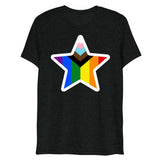 Debut garment mockup | Stars and Progress (Triblend) | Charcoal-Black Triblend