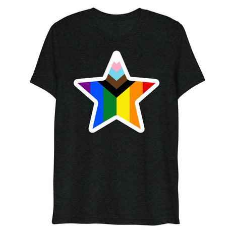Debut garment mockup | Stars and Progress (Triblend) | Charcoal-Black Triblend