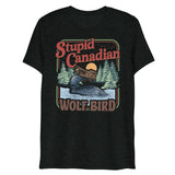 Debut garment mockup | Wolf Bird (Triblend) | Charcoal-Black Triblend