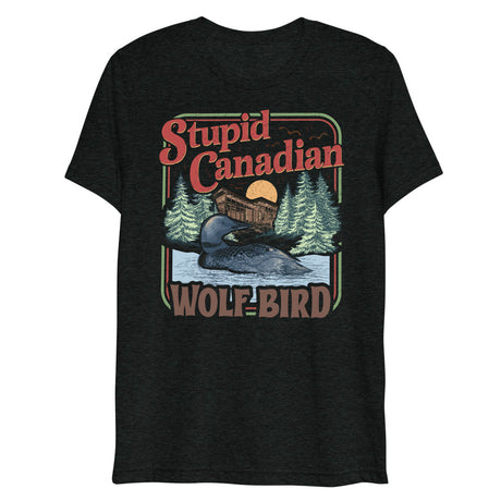 Debut garment mockup | Wolf Bird (Triblend) | Charcoal-Black Triblend